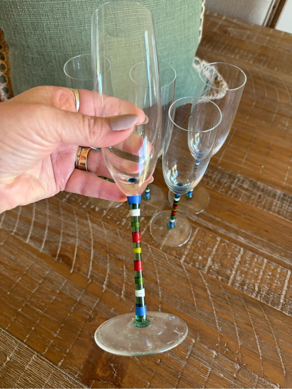 Retired Crate & Barrel Caprice Millennium Champagne Flutes Set of 5